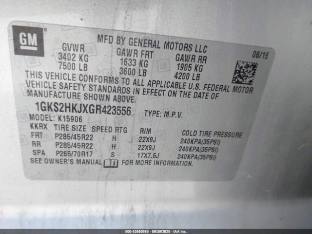 1GKS2HKJXGR423556 GMC YUKON XL DENALI