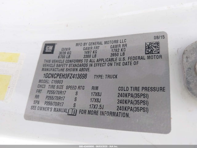 1GCNCPEH3FZ413698 Chevrolet Silverado 1500 Wt