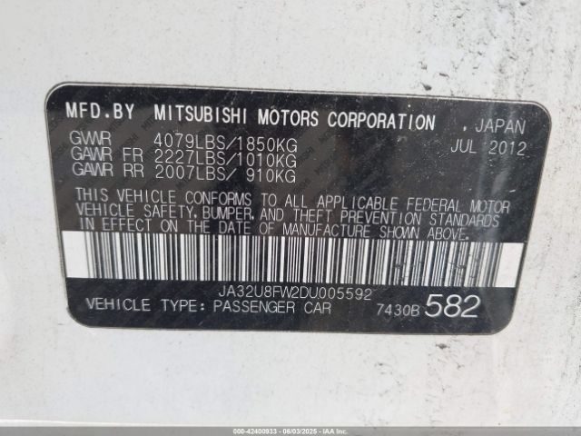 2013 MITSUBISHI LANCER JA32U8FW2DU005592 Photo 8