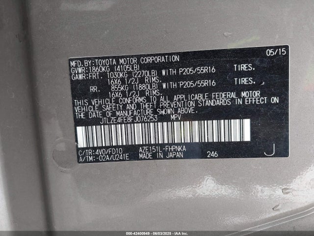 Scion XB 2015 JTLZE4FE8FJ076253 Image 9