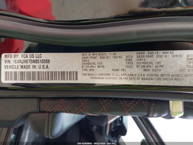 2022 JEEP GRAND CHEROKEE 1C4RJHET5N8510388 Photo 8