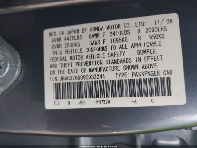 2009 ACURA TSX JH4CU26609C033244 Photo 8
