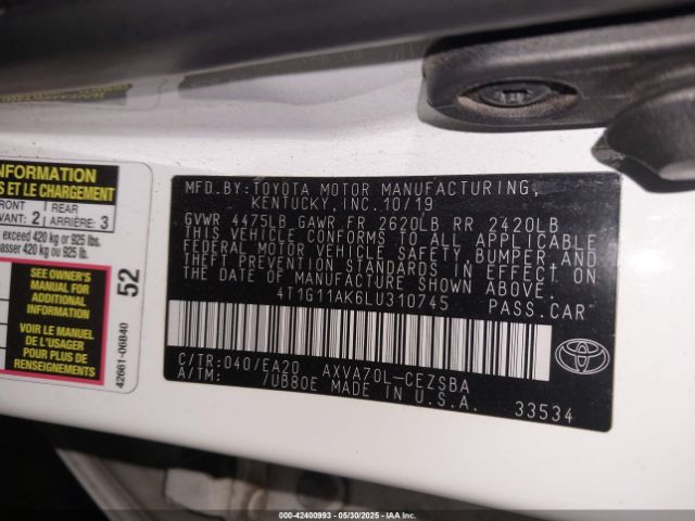 4T1G11AK6LU310745 Toyota CAMRY SE