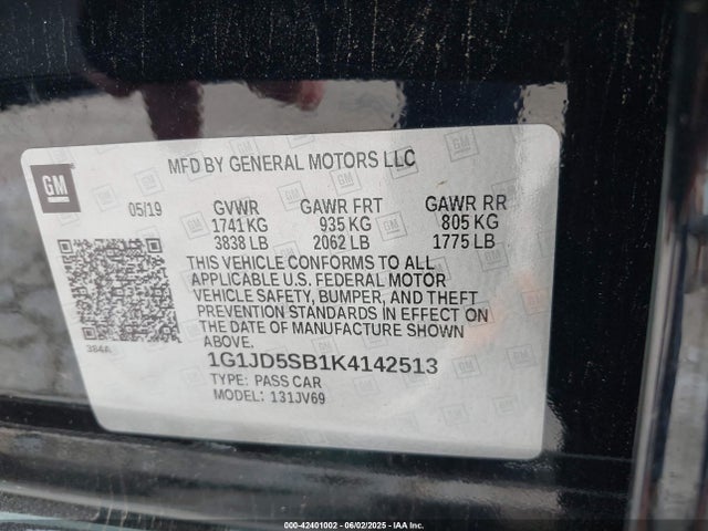 1G1JD5SB1K4142513 Chevrolet Sonic Lt Auto