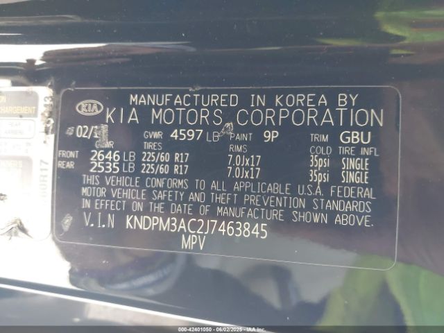 KNDPM3AC2J7463845 KIA Sportage Lx