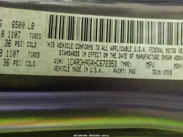 1C4RDHAG4HC672353 Dodge Durango Sxt