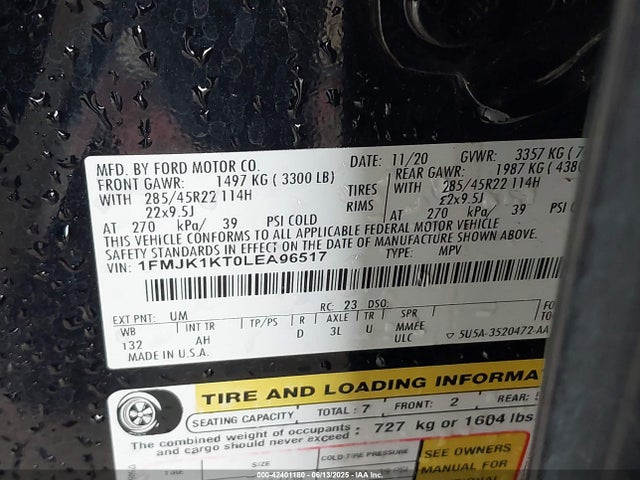 1FMJK1KT0LEA96517 Ford 3.5l gtdi