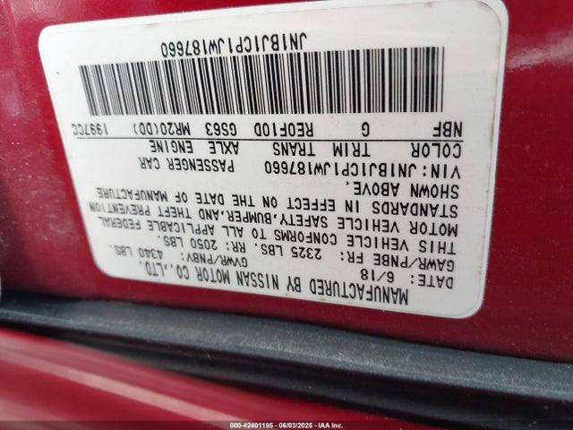 JN1BJ1CP1JW187660 Nissan ROGUE SPORT