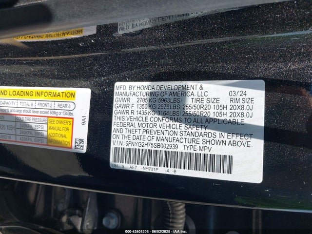 5FNYG2H75SB002939 Honda j35y8