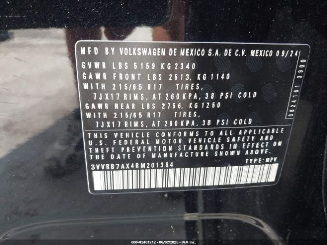 3VVRB7AX4RM201384 Volkswagen Tiguan 2.0t S