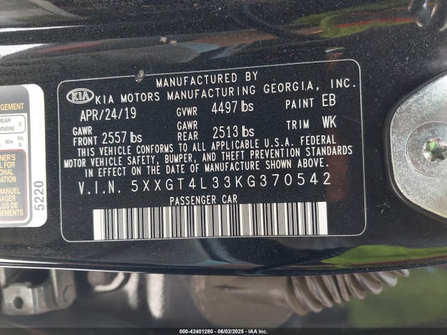 5XXGT4L33KG370542 KIA gdi