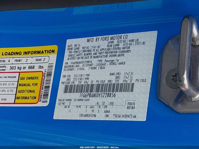 1FA6P8AMXH5228856 Ford 3.7l 4v