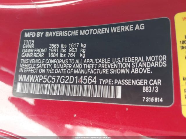 WMWXP5C57G2D14564 Mini Hardtop Cooper