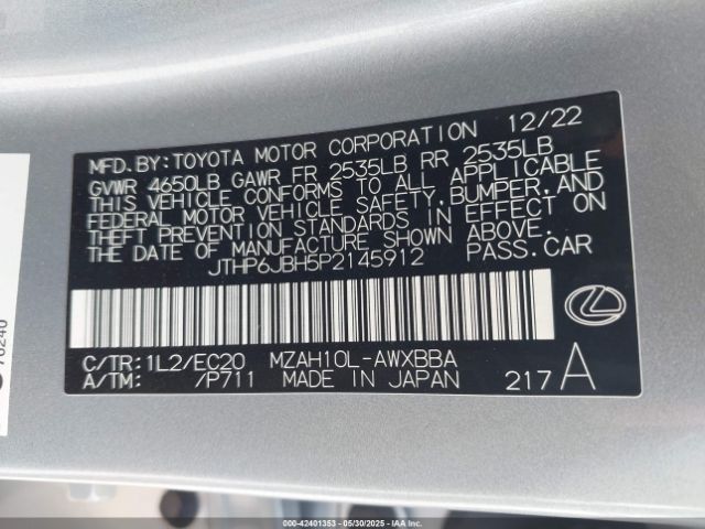 JTHP6JBH5P2145912 Lexus Ux 250h Premium