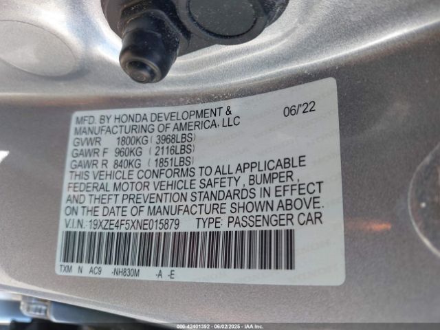 19XZE4F5XNE015879 Honda INSIGHT EX