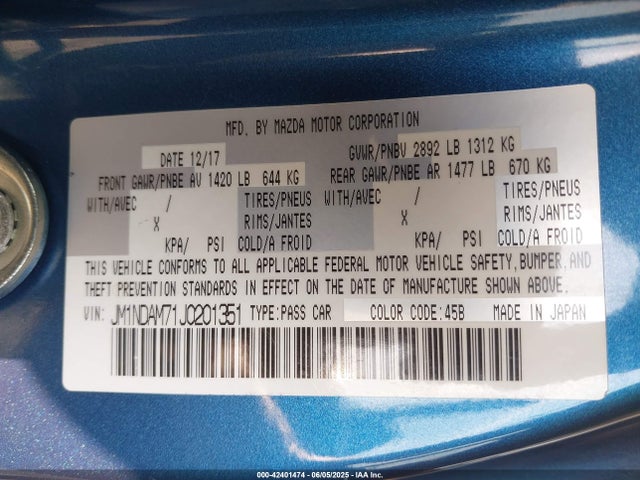 JM1NDAM71J0201351 Mazda pe