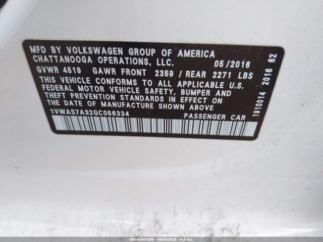 1VWAS7A32GC056334 Volkswagen Passat 1.8t R-line