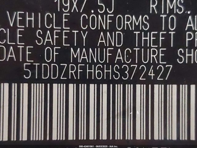 5TDDZRFH6HS372427 Toyota 2gr-fks