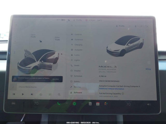 2025 TESLA MODEL 3 5YJ3E1EB7SF931422 Photo 6
