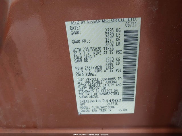 5N1AZ2MH1FN244902 Nissan 2015