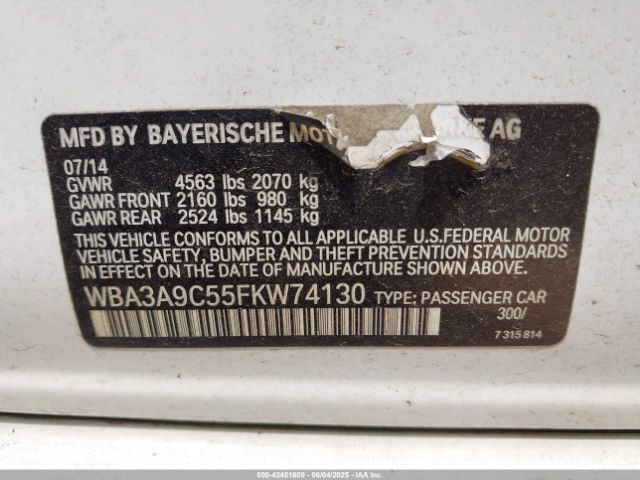 2015 BMW 335I WBA3A9C55FKW74130 Photo 8