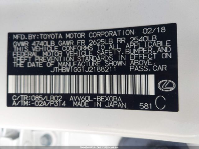 2018 LEXUS ES 300H JTHBW1GG1J2188211 Photo 8
