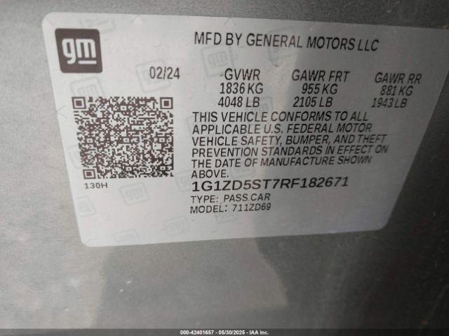 1G1ZD5ST7RF182671 Chevrolet Malibu Fwd 1lt