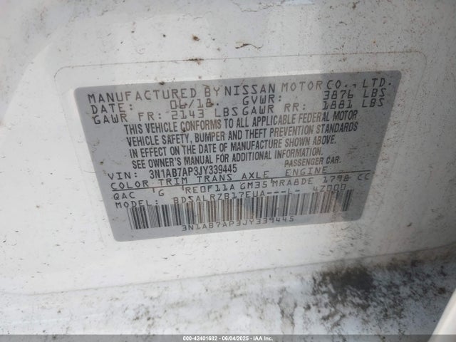 3N1AB7AP3JY339445 Nissan 2018