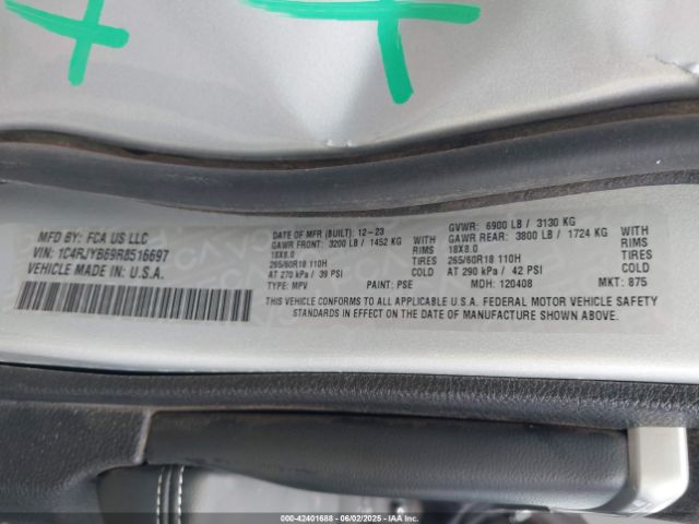 1C4RJYB69R8516697 Jeep Grand Cherokee 4xe