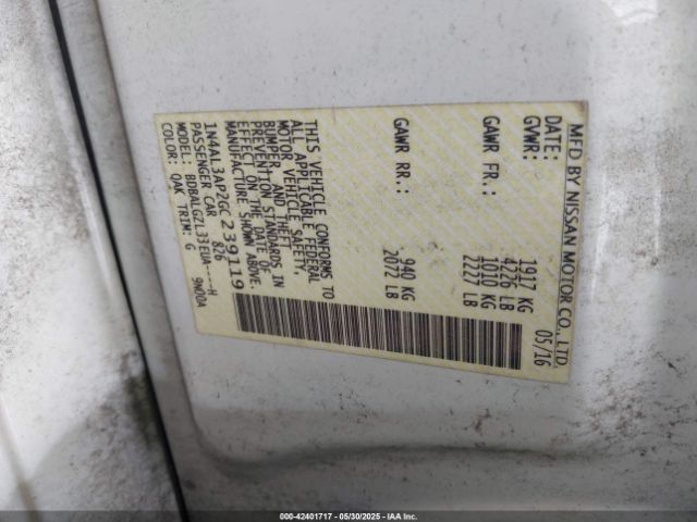 1N4AL3AP2GC239119 Nissan Altima 2.5 S