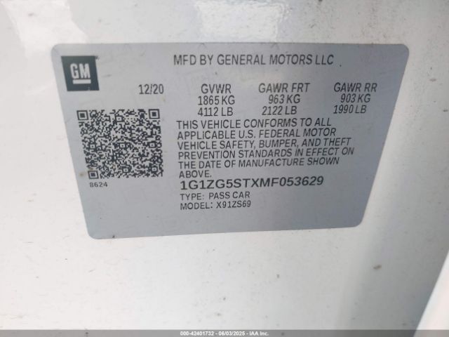 2021 CHEVROLET MALIBU 1G1ZG5STXMF053629 Photo 8