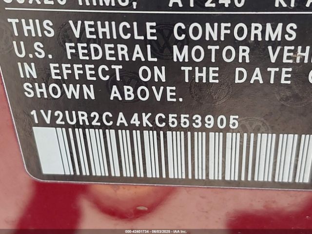 2019 VOLKSWAGEN ATLAS 1V2UR2CA4KC553905 Photo 8