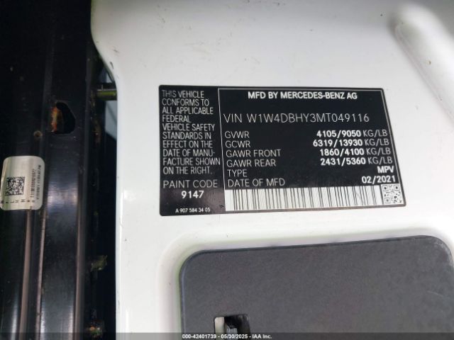 W1W4DBHY3MT049116 Mercedes-Benz Sprinter 2500 Standard Roof I4 Diesel