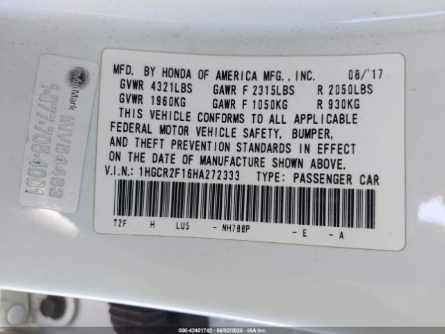 1HGCR2F16HA272333 Honda k24w1
