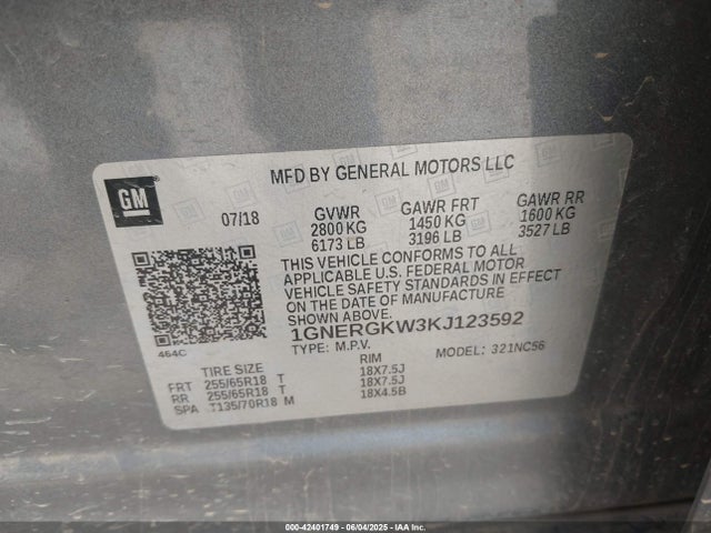 1GNERGKW3KJ123592 Chevrolet lfy - spark ignited direct injection, atss, gen 1