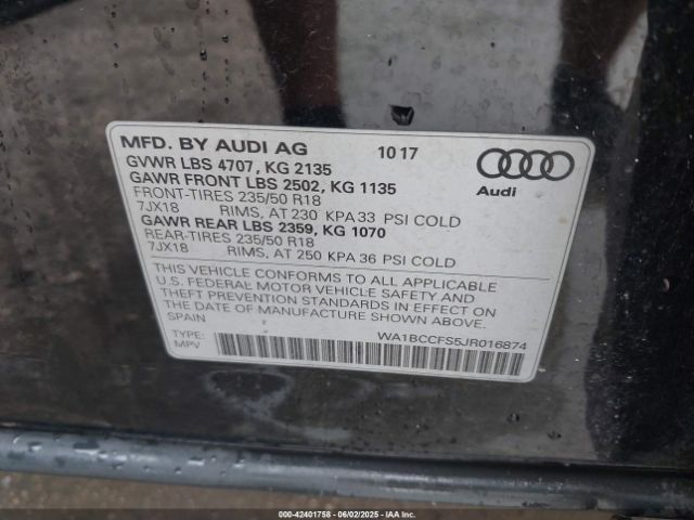 2018 AUDI Q3 WA1BCCFS5JR016874 Photo 8