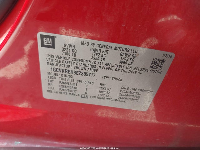 1GCVKREH8EZ385717 Chevrolet lv3 - vvt, aluminum, e85 max