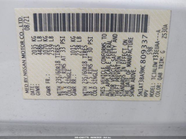 2021 NISSAN ROGUE 5N1AT3BA9MC809337 Photo 8