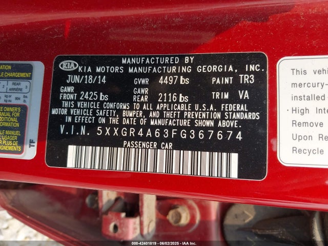 5XXGR4A63FG367674 KIA Optima Sx Turbo