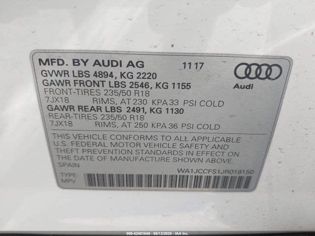 2018 AUDI Q3 WA1JCCFS1JR018150 Photo 8