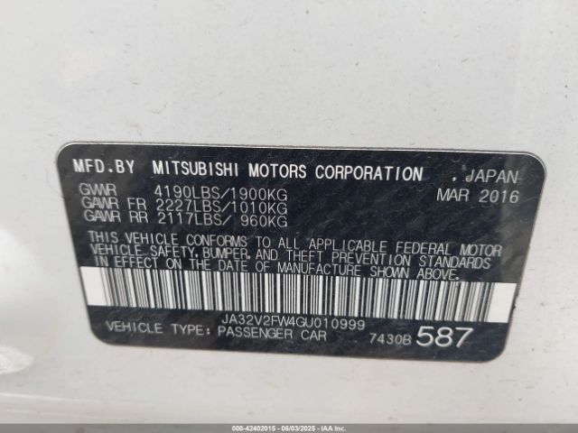 2016 MITSUBISHI LANCER JA32V2FW4GU010999 Photo 8