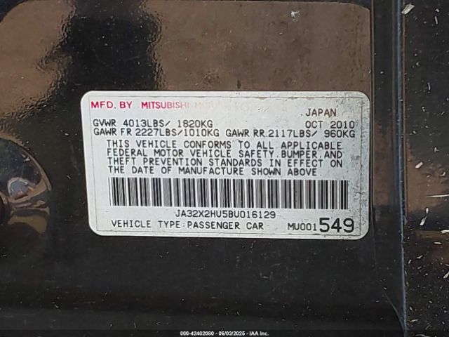 2011 MITSUBISHI LANCER SPORTBACK JA32X2HU5BU016129 Photo 8