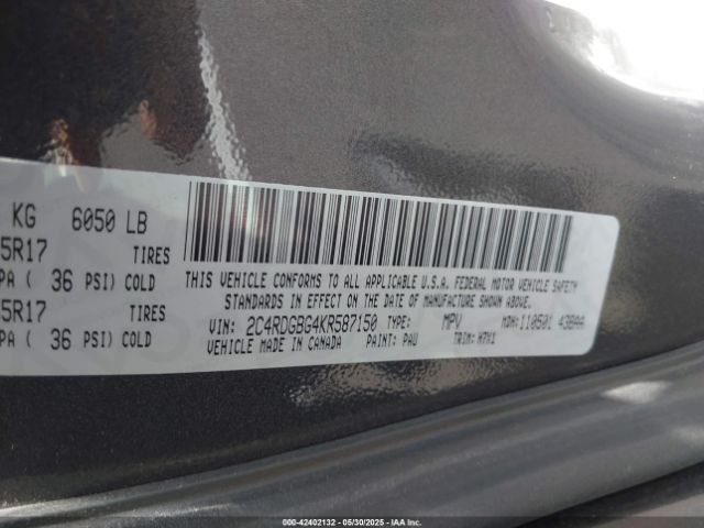 2019 DODGE GRAND CARAVAN 2C4RDGBG4KR587150 Photo 8
