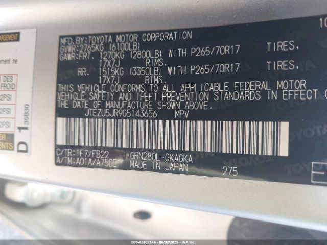 2016 TOYOTA 4RUNNER JTEZU5JR9G5143656 Photo 8