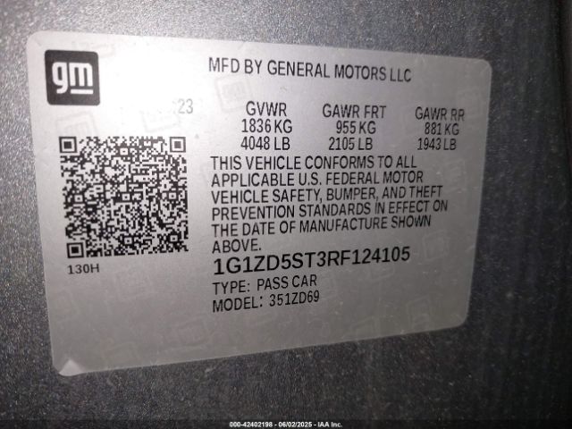 1G1ZD5ST3RF124105 Chevrolet Malibu Fwd 1lt