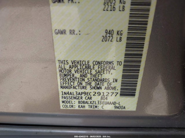 Nissan 2014 2014 1N4AL3AP9EC291277 Image 9