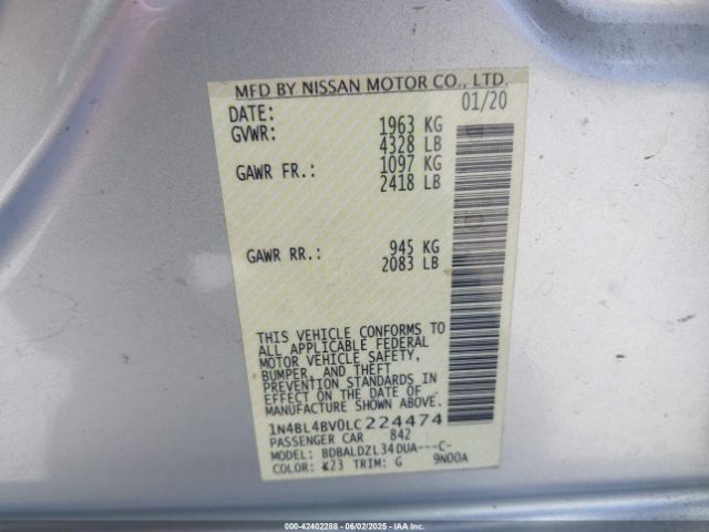 2020 NISSAN ALTIMA 1N4BL4BV0LC224474 Photo 8
