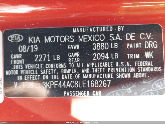 2020 KIA FORTE 3KPF44AC8LE168267 Photo 8