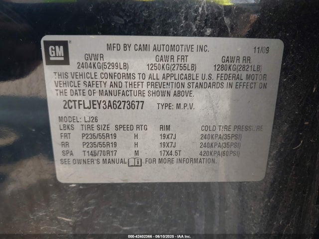 Продаж на аукціоні авто 2010 Gmc Terrain Slt-2, vin: 2CTFLJEY3A6273677, номер лоту: 42402366