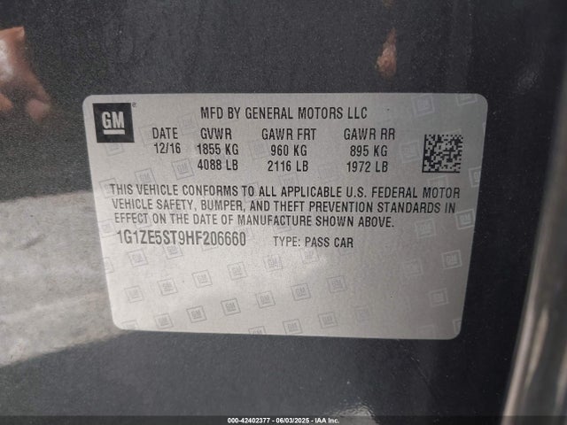 1G1ZE5ST9HF206660 Chevrolet MALIBU 1LT